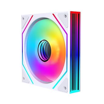 Prism4 Ultra 120mm ARGB PC Case Fan - Dual Infinite Mirror, Ultra-Quiet 9-Blade Design, Motherboard Sync & Daisy Chain, RGB Fans for Computer Case and CoolingWhite Reverse