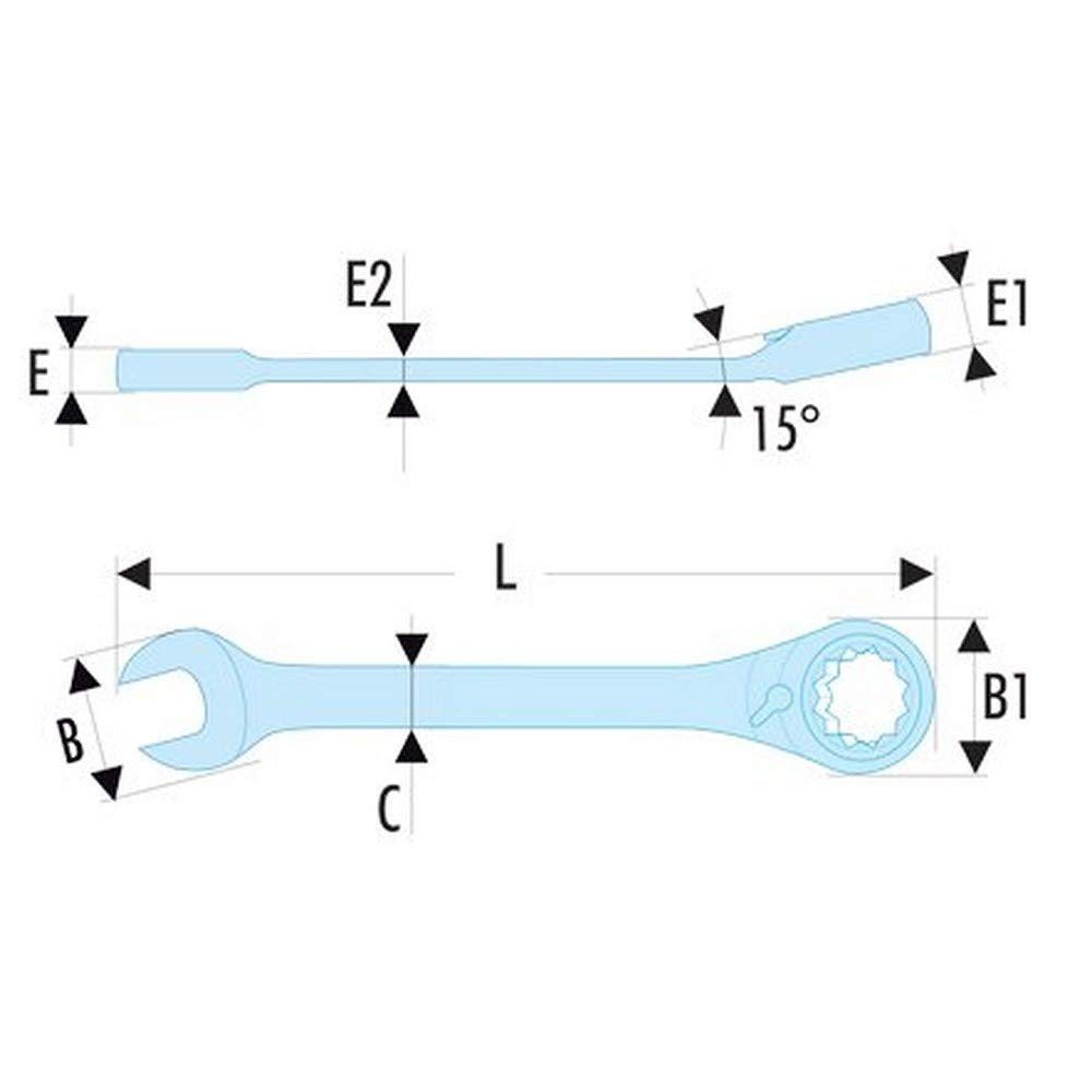 FACOM Knarren-Ring-Gabelschlüssel 3/8 Zoll – 15° Abgeschrägt, 158 Mm Länge, Für Universelle Anwendungen