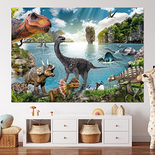 Póster de dinosaurios XXL ilustrado de 100 x 140 cm para habitación infantil premium 2