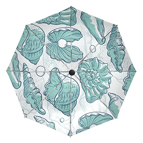 Parapluie pliant automatique haut de gamme incassable au motif marin élégant