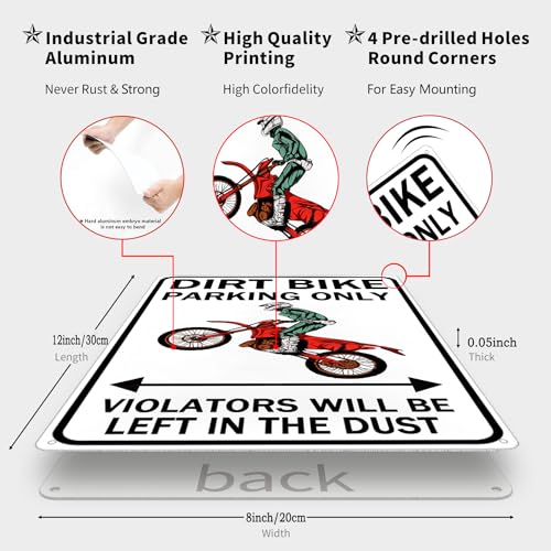 Smilelife TPH5 Dirt Bike Accessories Motorcross Gifts Funny Dirty Bike Parking Only Vintage Tin Sign thumb #1