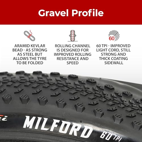 Fincci Pair 700x40c Bike Tire – 700c Gravel Tires with Kevlar & Nylon 1mm Puncture Proof – Durable 60 TPI Foldable Bicycle Tires 42-622 for Hybrid, Electric, Touring, MTB Bikes