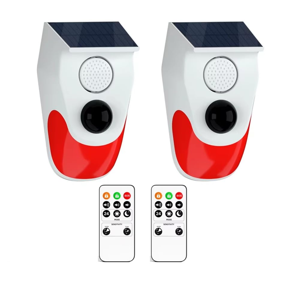 UDSKNV[KSL Outdoor Waterproof Wireless Security Sound Alarm Detector Sensor 120dB Charging 2PCS for Home Burglar Systems