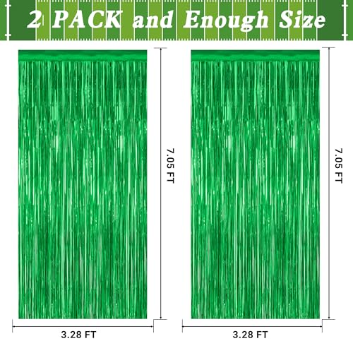 Image of ZATAYE 12 Pack Green Christmas St Patricks Foil Curtain Decorations | Green, Metallic Foil, 3.28 x 7.05 FT, Tinsel Backdrop, Foil Curtain Streamer, Christmas St Patricks Party