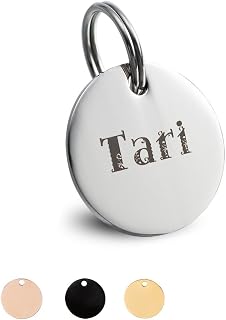 Dreamoni Personalized Pet ID Tags for Dogs Cats Stainless Steel Engraved Dog Tags Round Shape Identification Tags