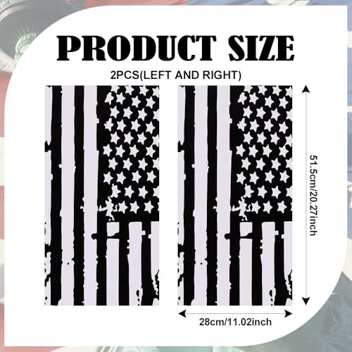 Image of XhuangTech 1 Pair USA Flag Car Center Pillar Decals - HD Printed American Flag Vinyl B-Pillar Stickers, Personalized Stars & Stripe Pattern DIY Auto Vehicle Door Pillar Sticker Decal (Black)