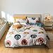 OTOB 100% Cotton Cartoon Bedding Sets Collections Reversible Duvet Cover Set White Blue with Puppy Dog Print for Kids Boys Girls Bedroom Domitory Bed Set Gifts, Hypoallergenic Lightweight, Full/Queen