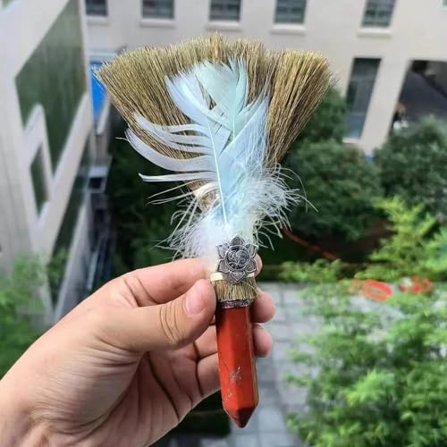 AtkitS crystal Magic Witch Altar Broom Natural Crystal Tower