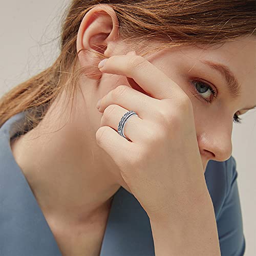 YAFEINI Fidget Ring Sterling Silver Spinner Ring for Women Celtic Knot/Sunflower/Daisy/Heart/Tree of Life Spinning Ring Fidget Jewelry Gifts for Women Men 6-122