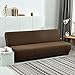NSXBY Armless Sofa Bettbezug Für 3 Sitzer Sofa Ohne Armlehne Elastische Faltbare Moderne Einfarbig 160-190cm-Braun 160-190cm