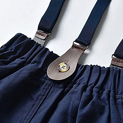 Image of SANGTREE Baby Boys Clothes, Dress Shirt with Bowtie + Suspender Pants, 6 Months - 6 Years