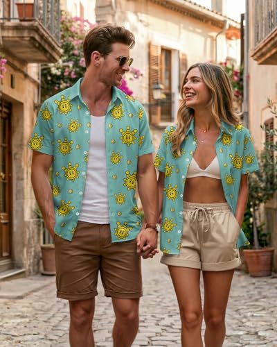 Image of 99TIMORO Fathers Movie Hawaiian Shirt for Men, Characters Button Down Short Sleeve Top, Summer Beach Gifts