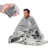 Emergency Silver Mylar Thermal Compact Waterproof Blankets for First Aid Kits, Natural Disasters Equipment, Retain Body Heat, Keeps You Warm (Pack of 10)