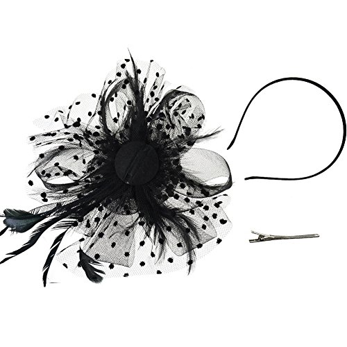 Dreshow Fascinators Hat Flower Mesh Ribbons Feathers On A Headband And A Clip Tea Party Headwear For Girls And Women #TOP6
