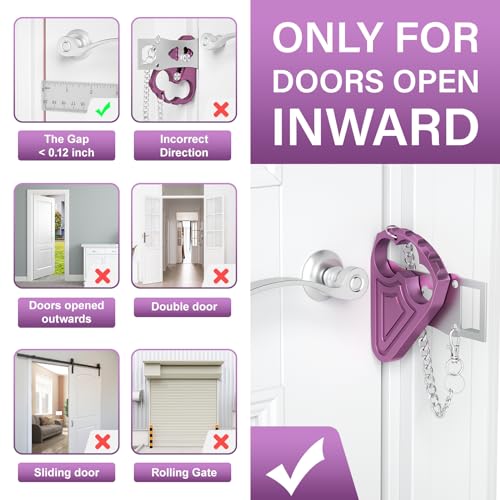 Portable Door Lock for Travelers, Sturdy Metal Hotel Door Lock Security for Motel Home Office Apartment Bedroom, Privacy & Safety Essential - Image 4