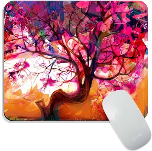 Image of Mouse Pad Abstract Tree Painting, Premium-Textured Custom Mouse Mat Design, Washable Mousepad Lycra Cloth, Non-Slip Rubber Base Computer Mouse Pads for Wireless Mouse