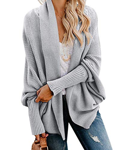 Imily Bela Womens Kimono Batwing Cable Knitted Slouchy Oversized Wrap Cardigan Sweater