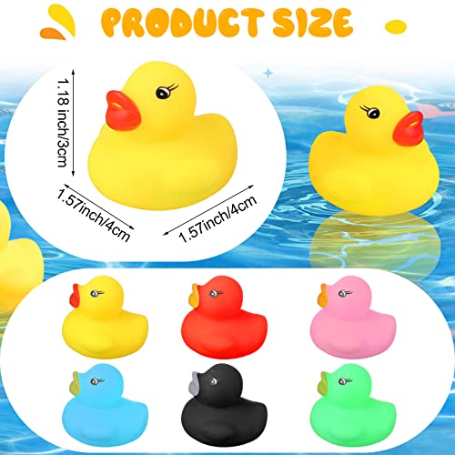 Zhanmai 400 Pcs Mini Rubber Ducks, Float Tiny Baby Shower Rubber Ducks 1.57 x 1.57 x 1.18 Inch for Preschool Bath Toy Party Decoration Fun Squeak Small Pool Toy(Multicolor)