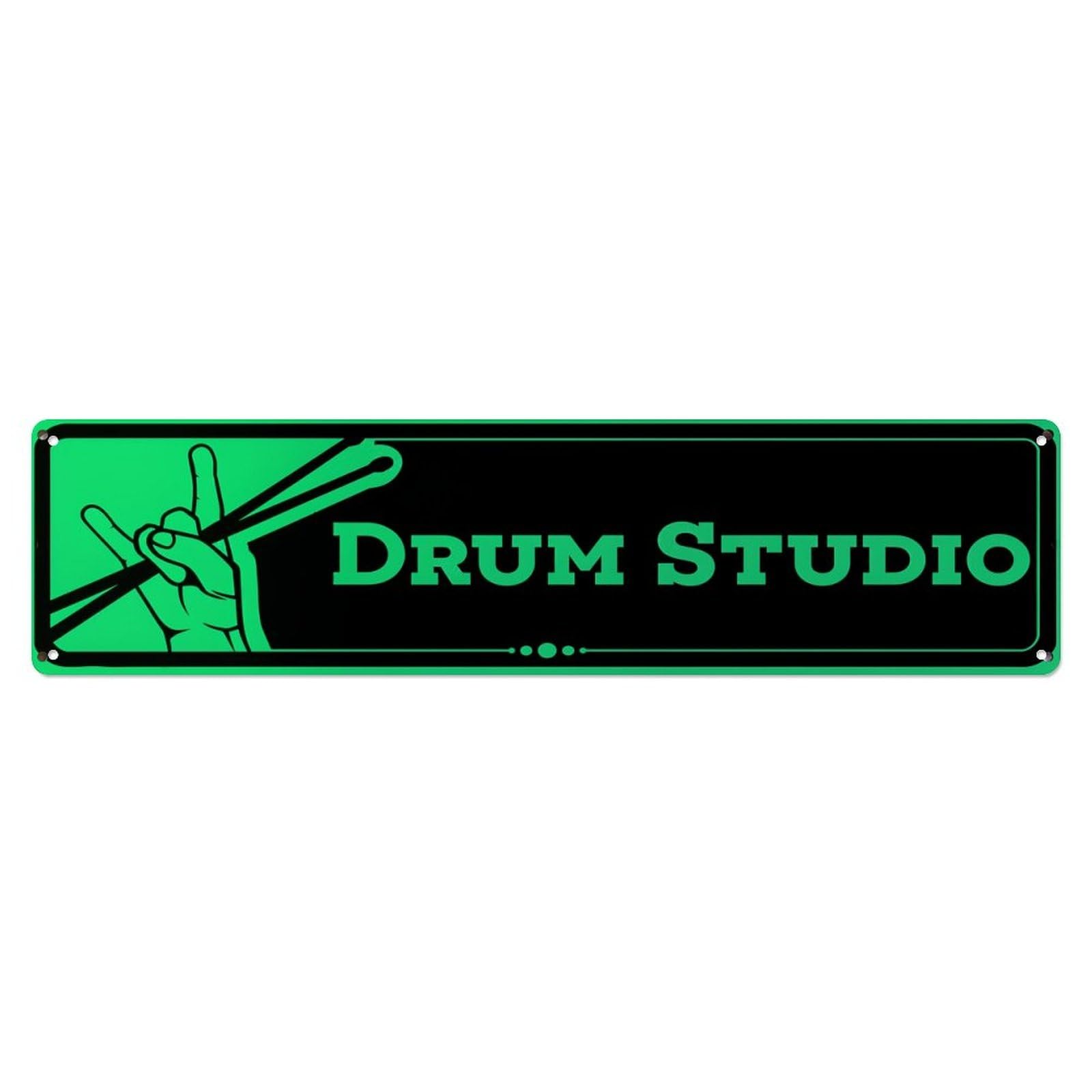 Drum Studio Logo Design Metal Tin Sign Plaque