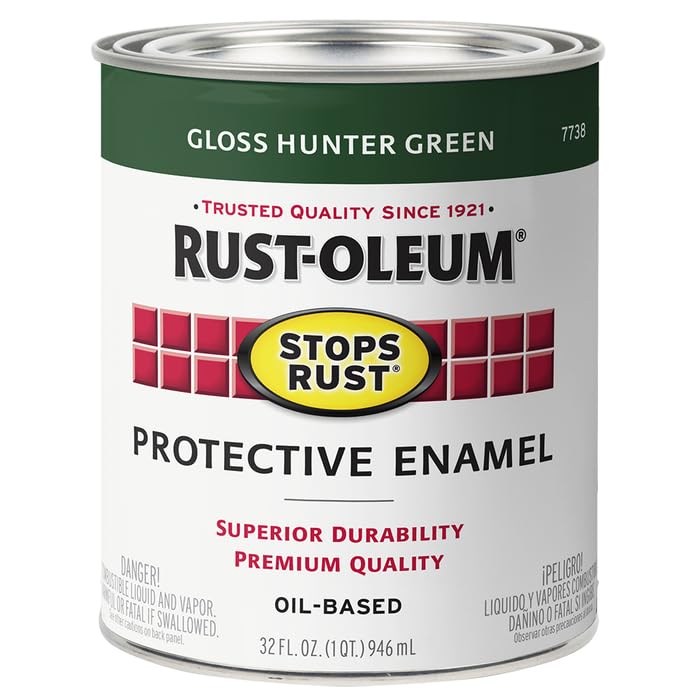 Image of Rust-Oleum Stops Rust Brush On Protective Enamel Paint, Gloss Hunter Green
