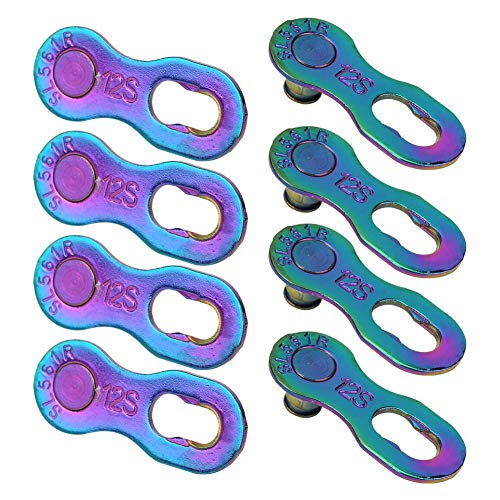 Eslabón de cadena de bicicleta 4 pares de bicicletas de acero de bicicleta 12 Cadena de velocidad Piezas de conector de eslabón perdido(Vistoso)