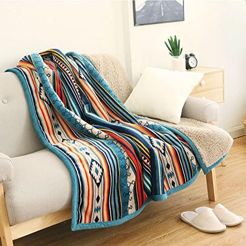Hggzeg Coral Fleece Throw Blanket, Fluffy Soft Couch Blanket Warm Bed Blanket Colorful Stripe Pattern Travel Blankets for Bedroom Living Rooms Office 127x152cm