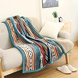 Hggzeg Korallen-Fleece-Überwurfdecke, flauschig, weiche Couchdecke, warme Bettdecke, buntes Streifenmuster, Reisedecken für Schlafzimmer, Wohnzimmer, Büro (farbige Streifen,127 x 152 cm)