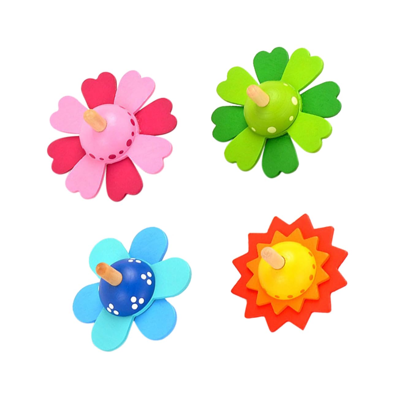 Toddmomy 4Pcs Wooden Gyro Pressure Relief for Engaging Playthings for Attention Cultivation and Cognitive Development Present