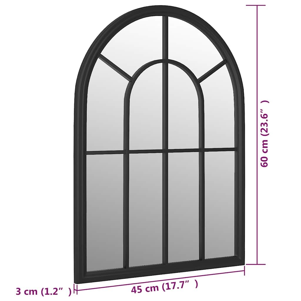 Gartenspiegel Schwarz 60x45 cm Eisen mit Rosteffekt, Dekospiegel für Außenbereich, Wandspiegel mit Glasrahmen, Hängespiegel zur Gartenverschönerung und Lichtreflexion
