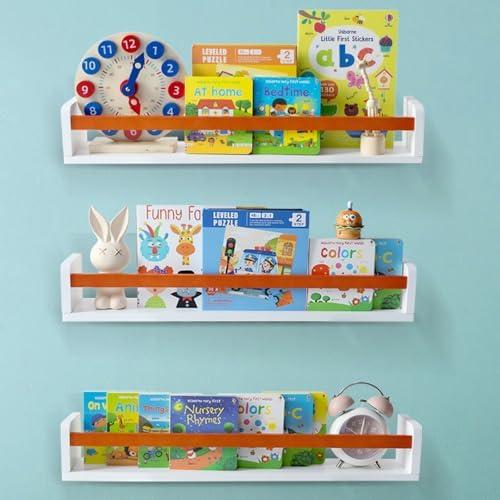 Amazon.com: Volnamal Kids' Bookshelf Set of 2, Wall Mounted Floating ...