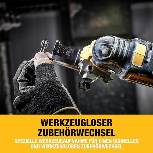 Bild 3 - DEWALT 18 Volt ozillierendes Akku-Multi-Tool DCS355N-XJ (bürstenloser Motor, LED-Lampe, großer Auslöseschalter, 30-tlg. Zubehör-Set für Schleif- und Sägeanwendungen, Lieferung ohne Akku und Ladegerät)