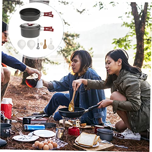 HONMEET 1set Person Outdoor Cookware Set Portable Aluminum Camping Cookware for Picnic Hiking and BBQ Design for Easy Storage and Cleaning - Image 9
