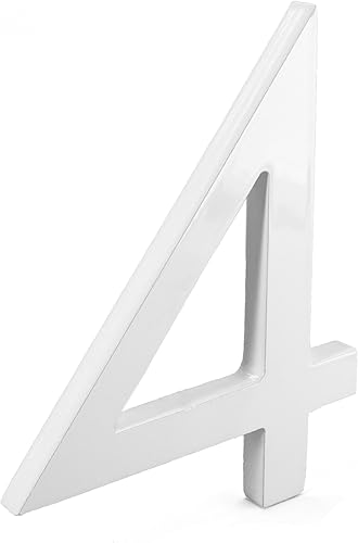 Miniatura 1 de Montague Metal Products MHN-08-F-WE1-4 Números de casa de dirección flotantes modernos de aluminio cepillado sólido, 8 pulgadas, blanco recubierto
