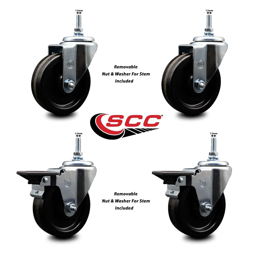 Phenolic Swivel Threaded Stem Caster Set of 4 w/4
