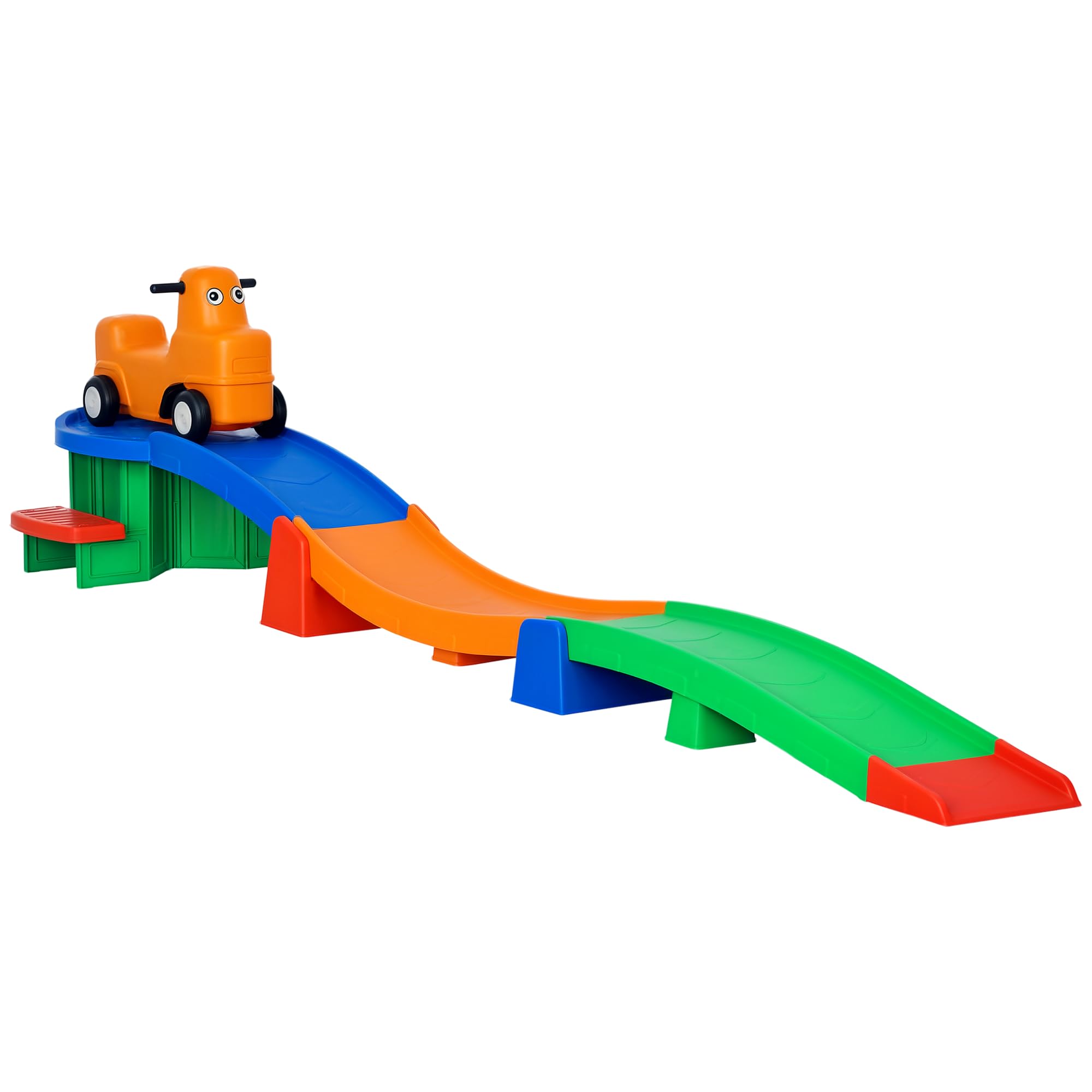 AIYAPLAY 3(m) Up and Down Rollercoaster for Kids, 4 Pieces Toddler Roller Coaster Ride-on with Non-Slip Steps, Ride On Push Car with Handles, Indoor Outdoor Play, for Ages 2-5 Years, Multicoloured — image 1