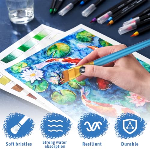 32 Pcs 1 Inch Flat Paint Brushes for Acrylic Painting Watercolor Large Acrylic Paint Brush with Wooden Handles for Acrylic, Watercolor, Oil, Crafts, Face Body Art, Golden - Thumbnail 4