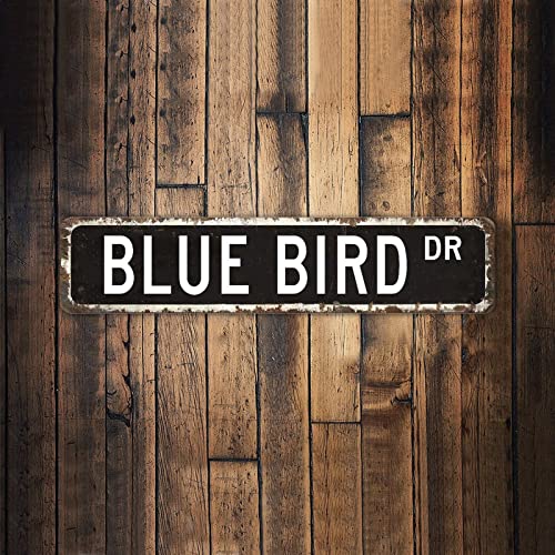 Blue Bird Dr Animal Street Sign Personalized Your Text Decorative Wall Street Sign Blue Bird Lover Sign For Home Cabin Front Door Outdoor Decor 18X4In #TOP29