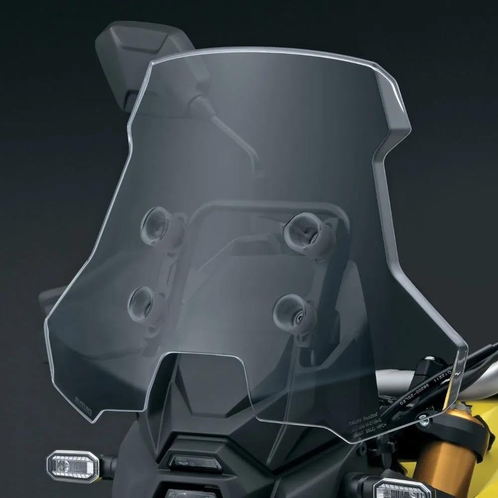 Parabrezza Rialzato E Allargato Per Suzuki V-STROM 800 DE, In Acrilico PMMA, Trasparente, Altezza 46-51 Cm, Antigraffio E Antivibrazioni