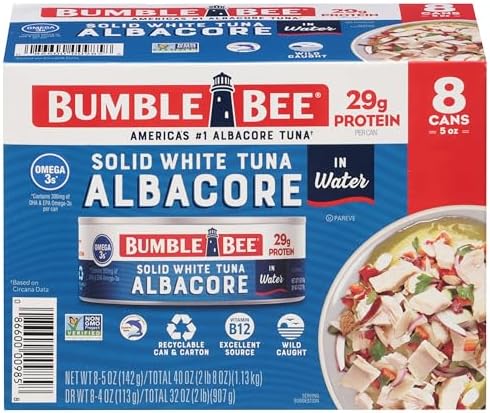 Bumble Bee Solid White Albacore Tuna in Water, 5 oz (Pack of 8)