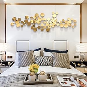 YUDACHU Metal Wall Art Gold Decor for Living Room, Modern Geometric 3D Accents 59″ 19.6″ Large Luxury for Bedroom, Dining Room, Decorations Sculptures