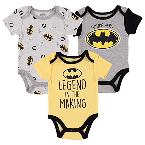 Image of DC Comics Boys' Justice League 3 Pack Bodysuits Superman Batman The Flash