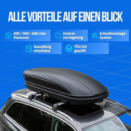 Dachbox 400 Liter VDP Autodachbox Xtreme 400 – Schwarz Universal