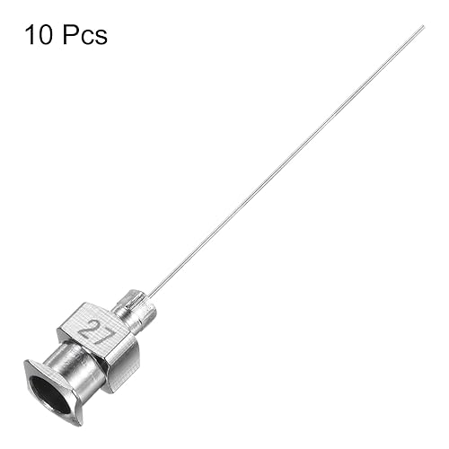 Miniatura 3 de HARFINGTON 10 agujas dispensadoras de acero inoxidable calibre 27, tubo de aguja de pegamento de metal de 1 12 pulgadas, puntas romas Luer Lock para