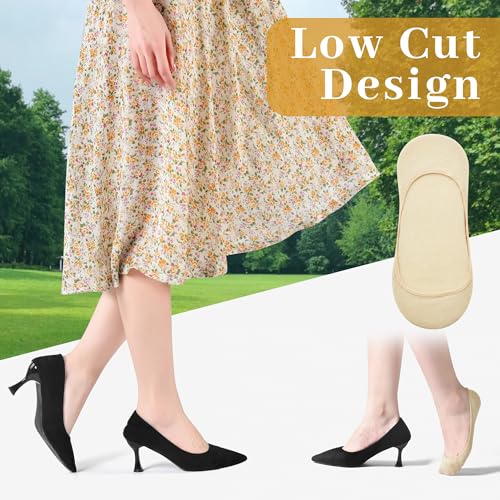 Image of RYI 6 Pairs Cotton Ultra No Show Socks Womens - Non Slip, Loafer Socks For Flats