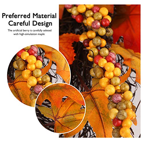 Hoomall 17'' Fall Wreath For Front Door, Fall Berry Maple Wreath, Flower Thanksgiving Wreath For Front Door, Hanging Home Party Wreath Decoration Halloween Thanksgiving Decor Wreath Inside Outside #TOP4