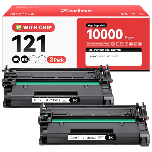 Zstint 121 Toner Cartridge High Yield Replacement for Canon 121 CRG-121 Toner Cartridges Compatible for Canon ImageCLASS D1650 D1620 Laser Printer Ink All-in-One Copier Scanner Black 2-Pack with chip