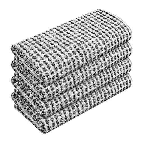 TWINY threads 4Pc 100% Cotton Kitchen Towels, 16"x26", Quick Dry - Black