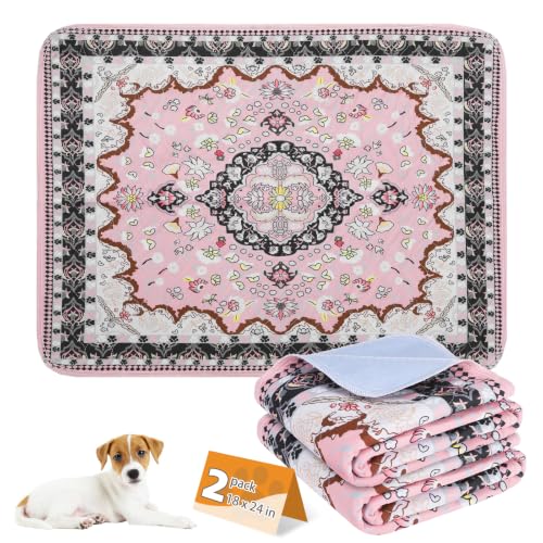Image of KOOLTAIL Washable Pee Pads for Dogs, 2 Pack Super Absorbent Reusable Puppy Training Pads Waterproof, Nonslip and Leak-Proof Dog Pee Pads, Large Pet Mats Whelping Pads for Floor, Crate, Couch, 18 inchx24 inch
