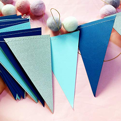 Boys Baby Shower Birthday Party Blue Bunting Pennant Banner Carnival Party Streamers Supplies Flags Banners Decorations #TOP5