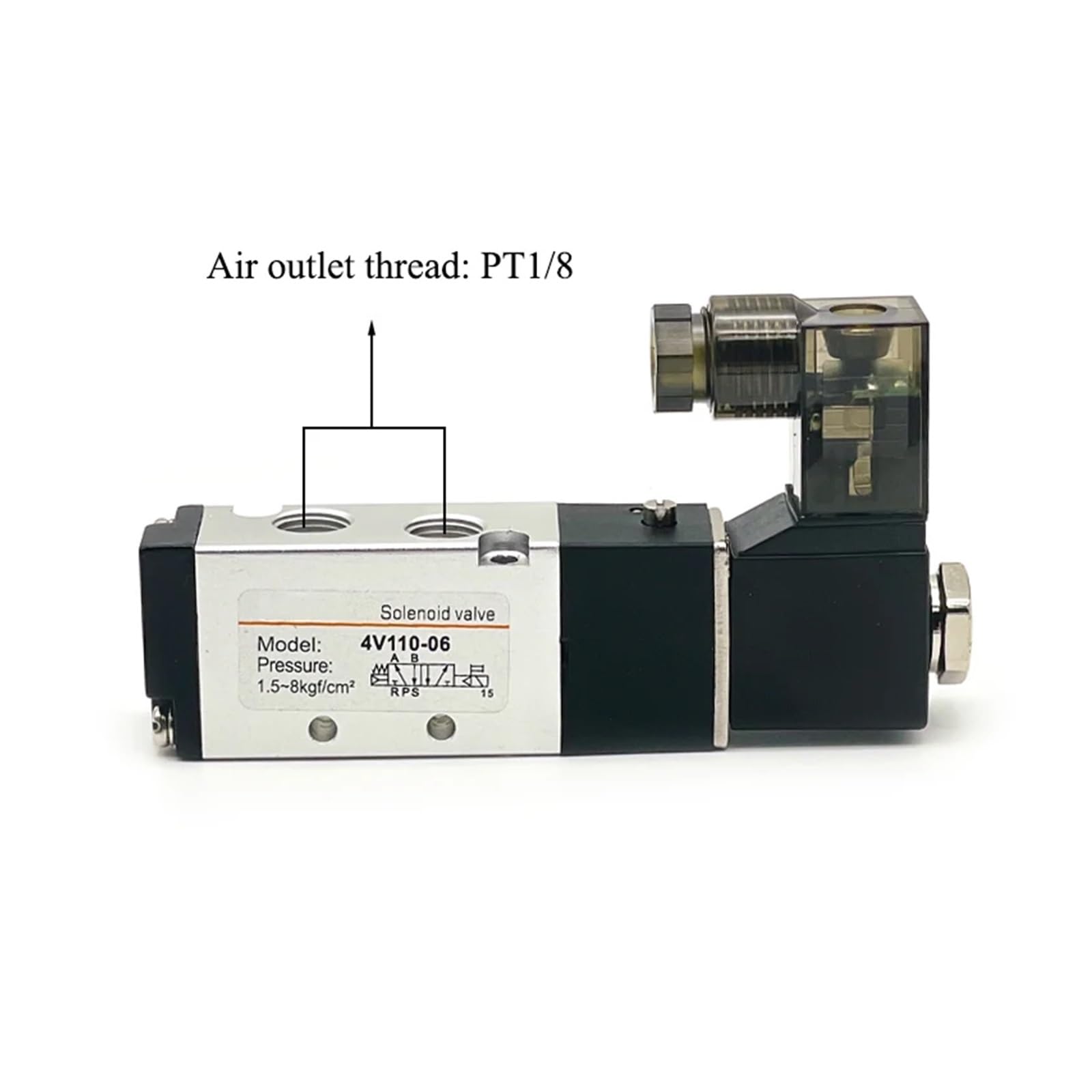 4V110-06 Air 2-Position 5-Wege elektronisch pneumatisch mit pneumatischem Anschluss Magnetventil DC12V DC24V AC220v AC110V AC36V(4V110-06 8MM,DC24V)